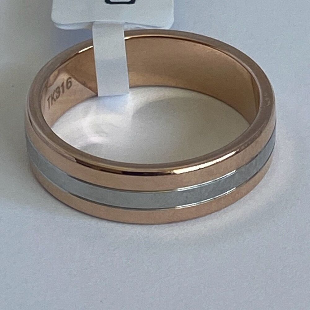 Men’s Stainless Steel Ring Size 10 Two Tone Rose Gold & Silver Band